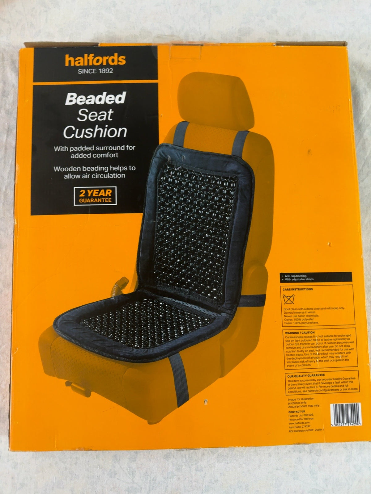 Halfords Beaded Seat Cushion – Car Seat Back Support