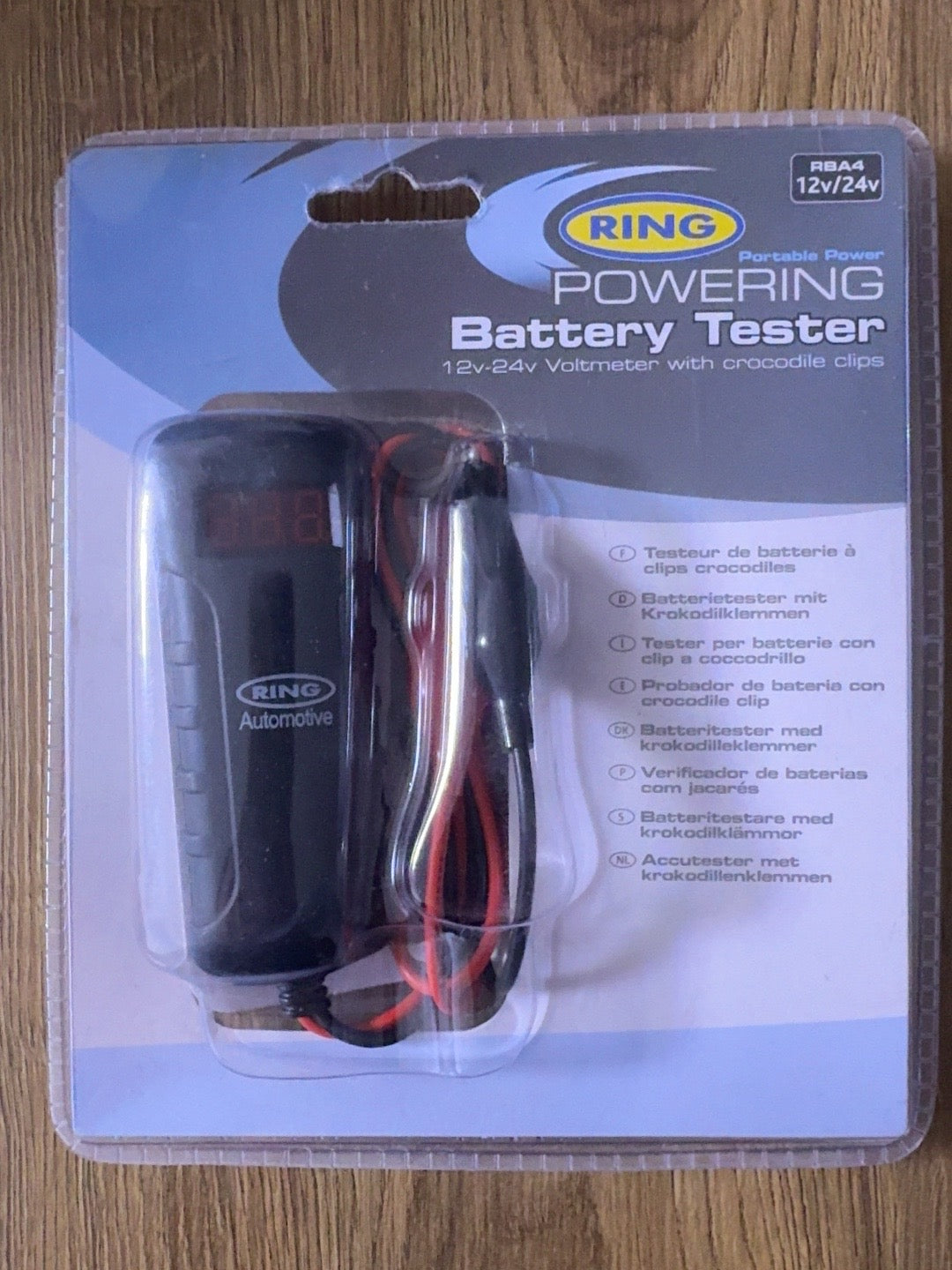 Ring RBA4 12V/24V Battery Tester with Crocodile Clips