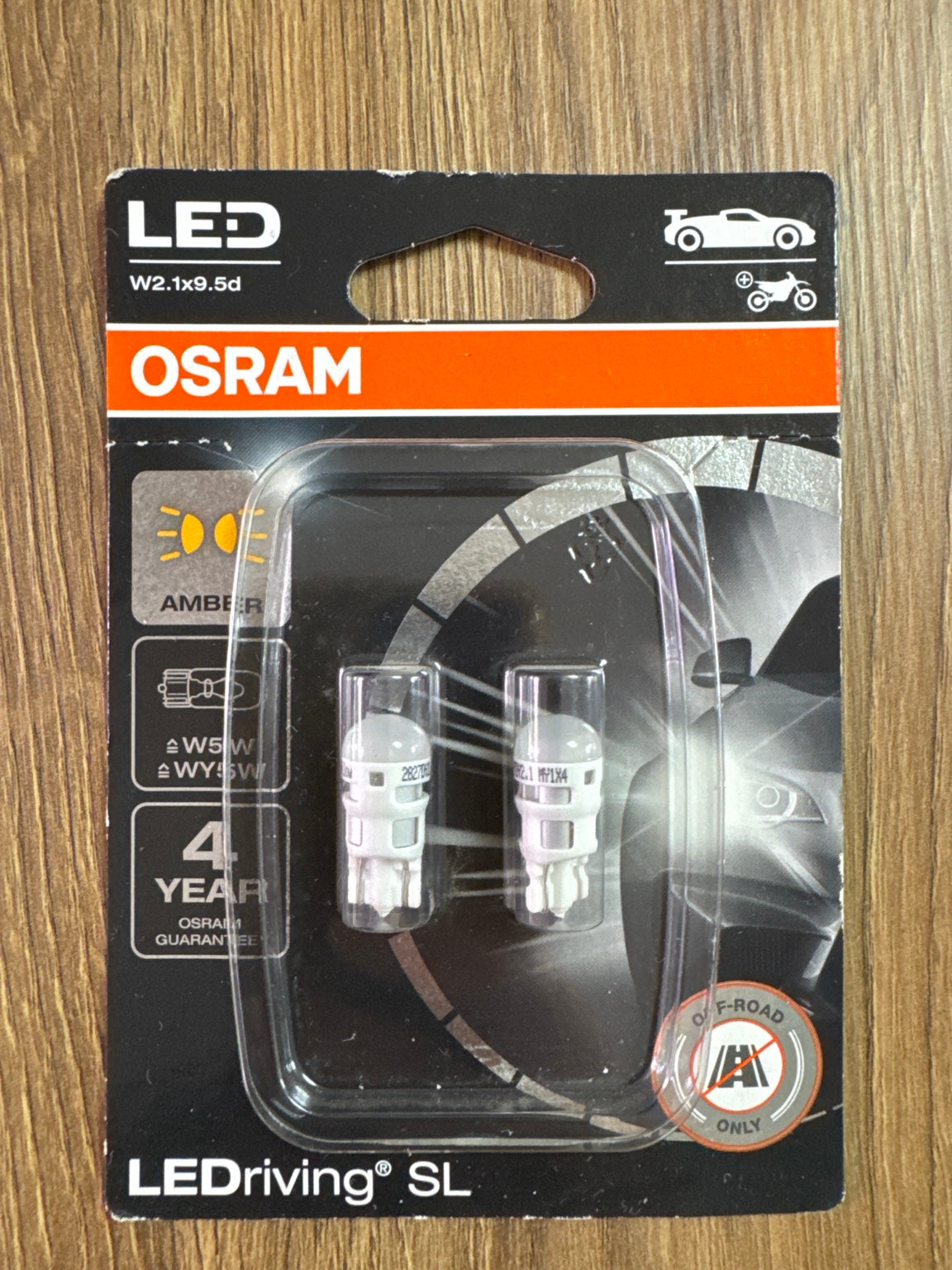 OSRAM LEDriving SL W5W Amber LED Bulbs – W2.1x9.5d – Twin Pack