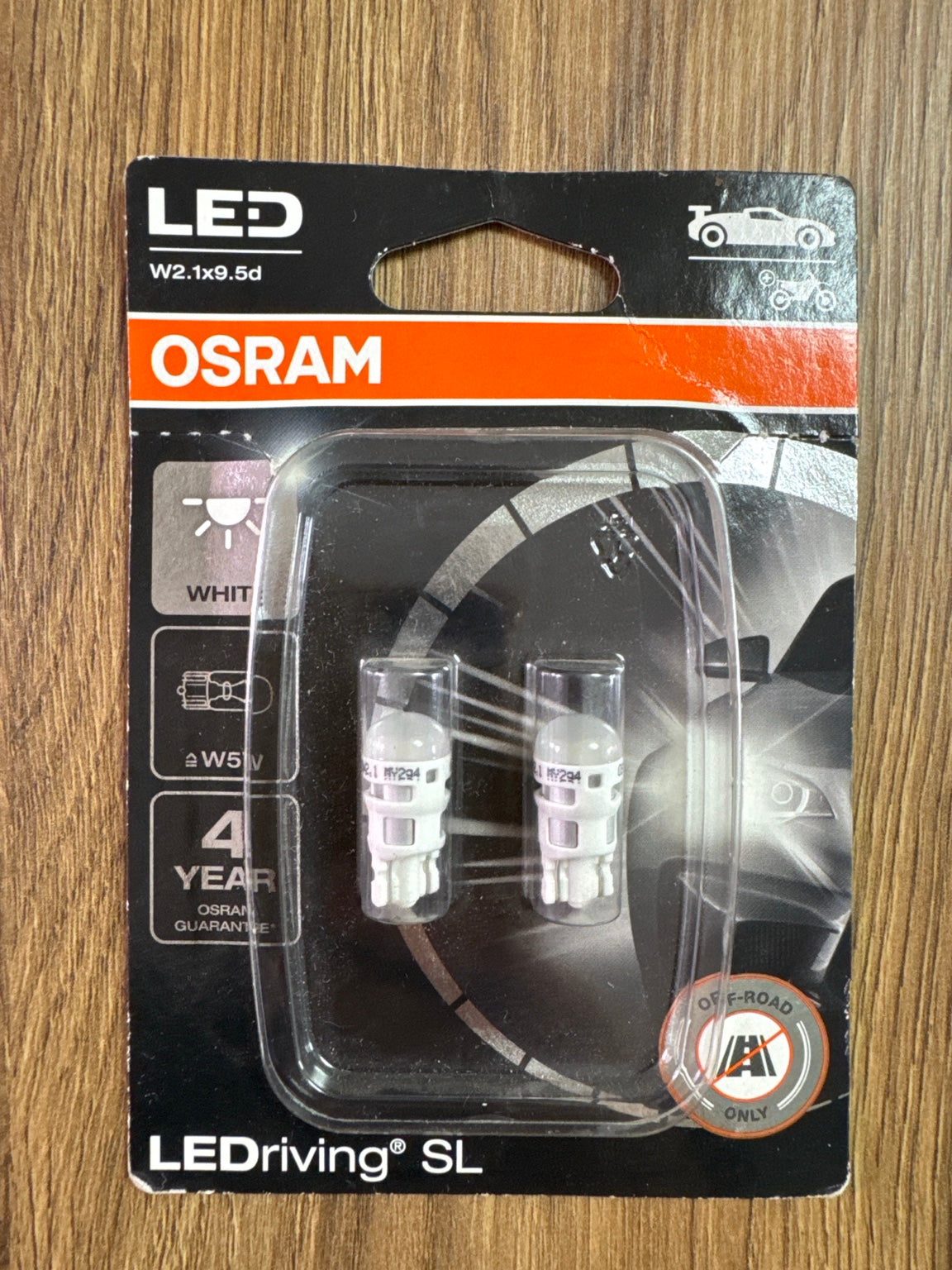 OSRAM LEDriving SL W5W White LED Bulbs – W2.1x9.5d – Twin Pack