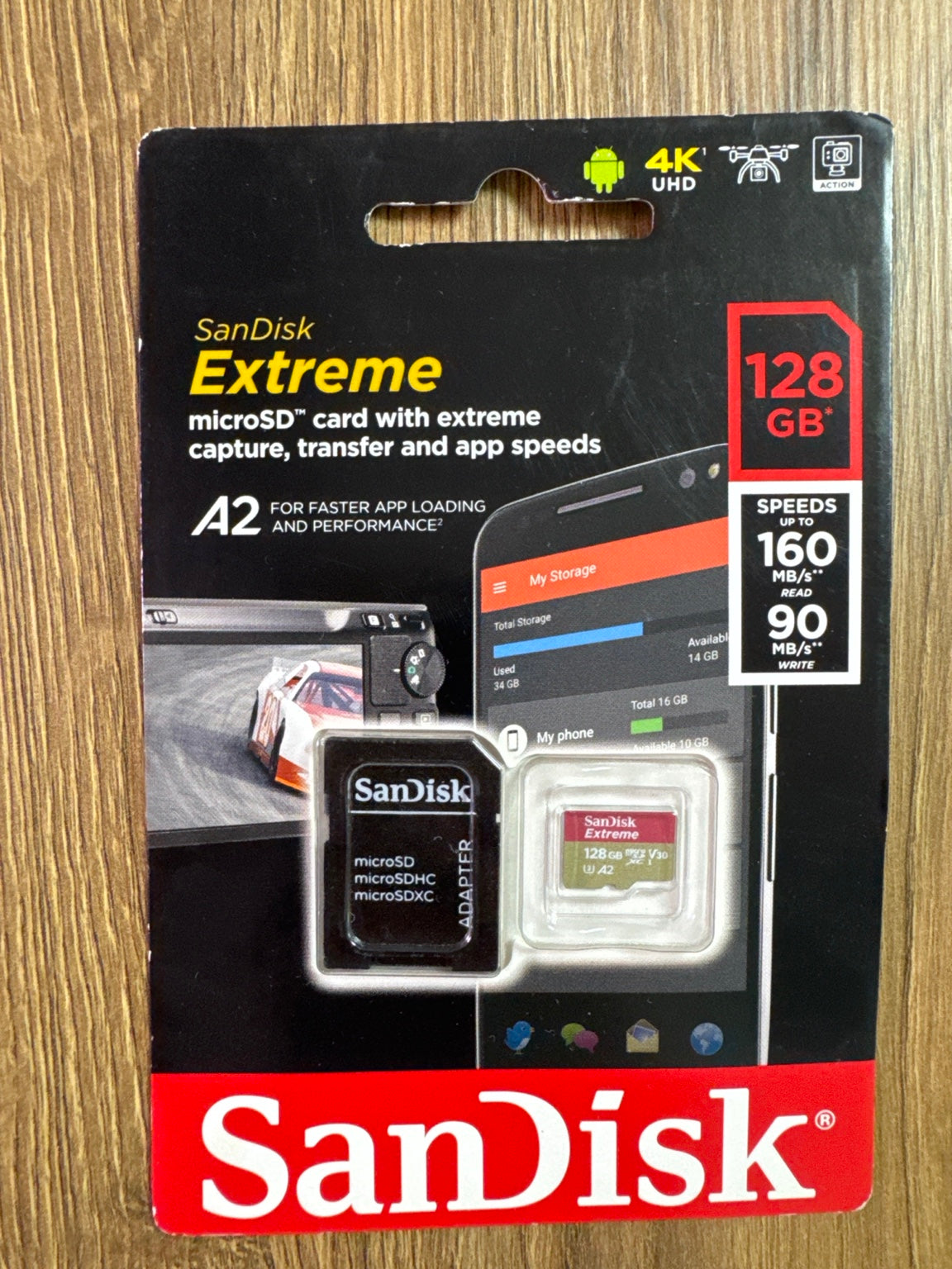 SanDisk Extreme 128GB microSDXC Memory Card – A2 V30 U3 – 160MB/s – SD Adapter