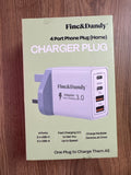 Fine & Dandy 4-Port Fast Charger Plug – 2x USB-C + 2x USB-A