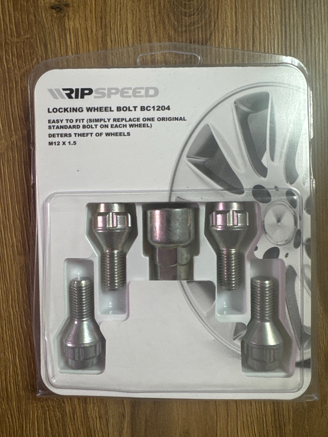 Ripspeed BC1204 Locking Wheel Bolts – M12 x 1.5 – 4 Pack with Key