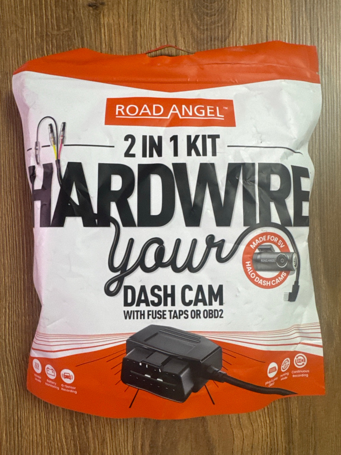 Road Angel 2-in-1 Dash Cam Hardwire Kit – Fuse Tap or OBD2 – 5V Halo Cameras